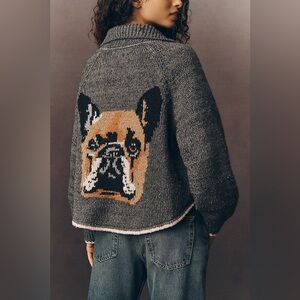 Anthropologie Pilcro The Jesse French Bulldog Cardigan Sweater (Size S) - NWT